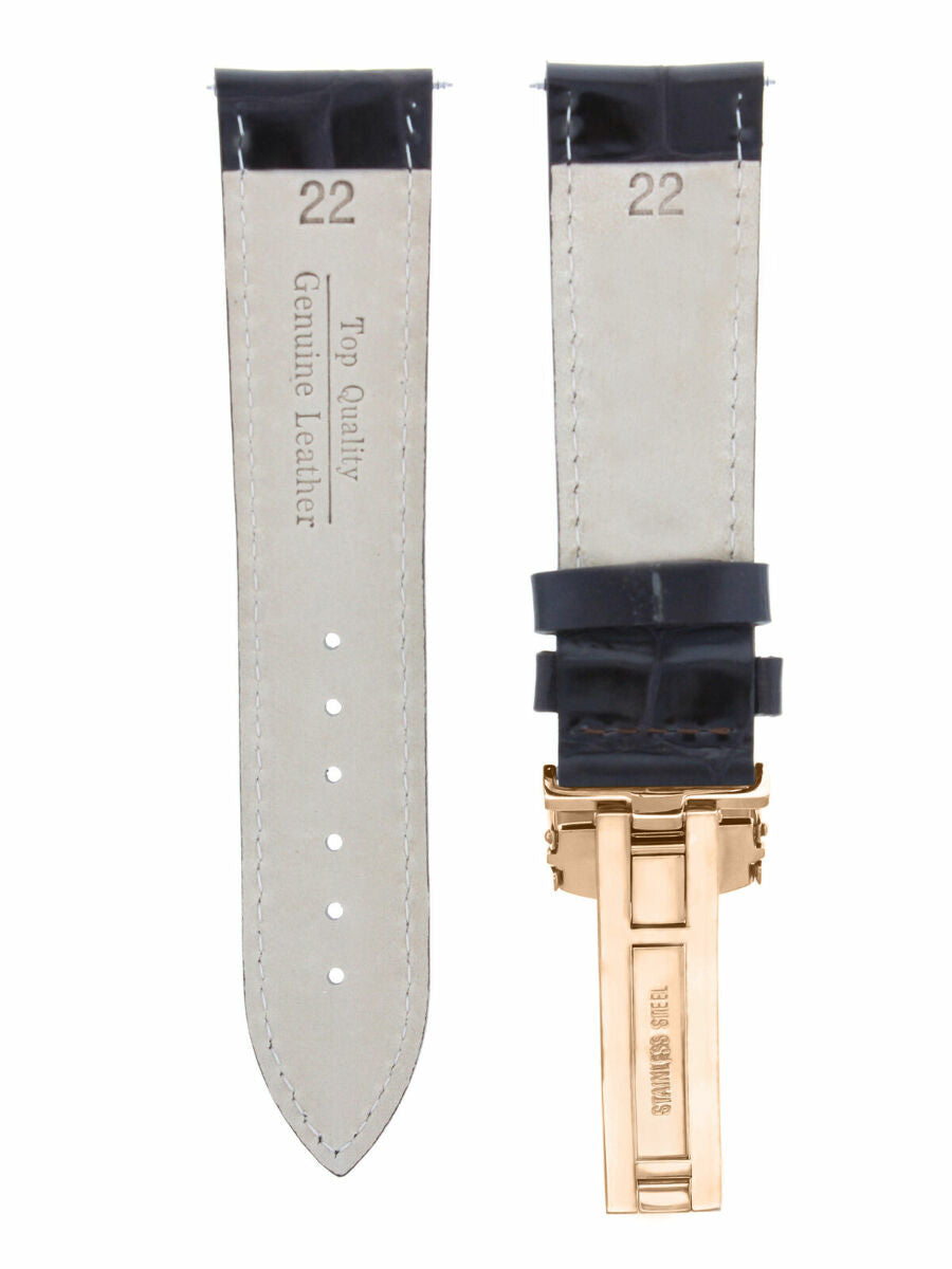 LEATHER WATCH BAND STRAP FOR CITIZEN CLASP ROSE BLACK - 24MM