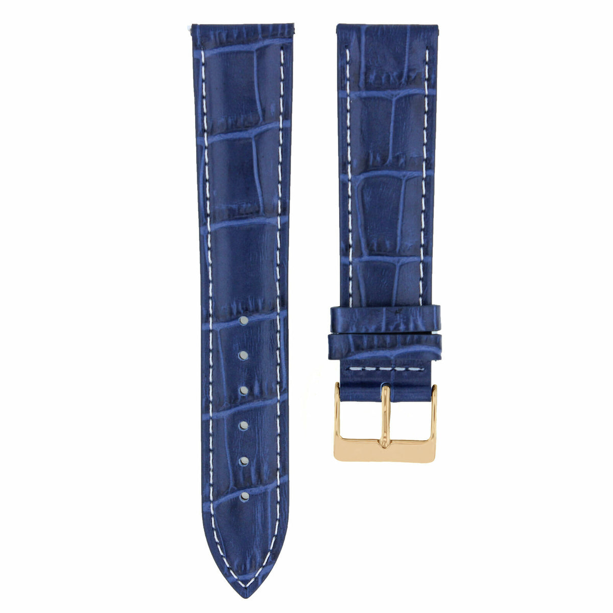 17-18-19-20-21-22-23-24MM LEATHER WATCH BAND STRAP FOR CITIZEN DRIVE ROSE BLACK, Blue with White Stitching, view 2