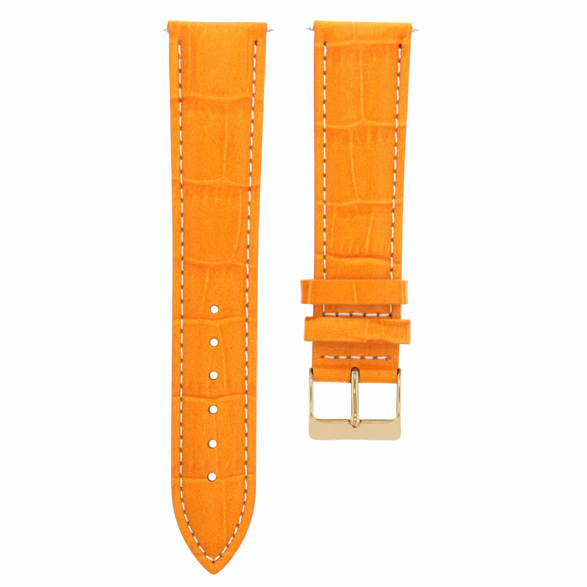 17-18-19-20-21-22-23-24MM LEATHER WATCH BAND STRAP FOR CITIZEN DRIVE ROSE BLACK, Orange with White Stitching, view 2