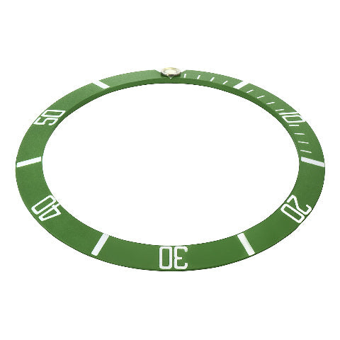 (V-0709) REPLACEMENT BEZEL INSERT GREEN FOR WATCH 37.40MM X 30.70MM
