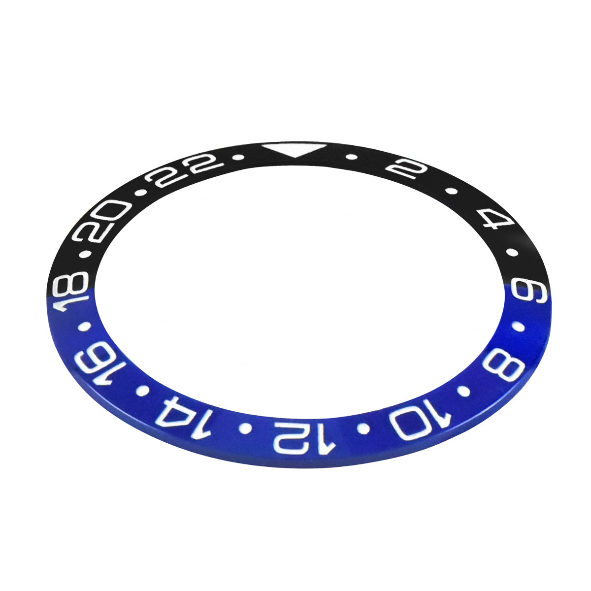 REPLACEMENT BLACK/BLUE CERMAIC INSERT ENGRAVED NUMBERS WATCH 37.70MM X 30.70MM