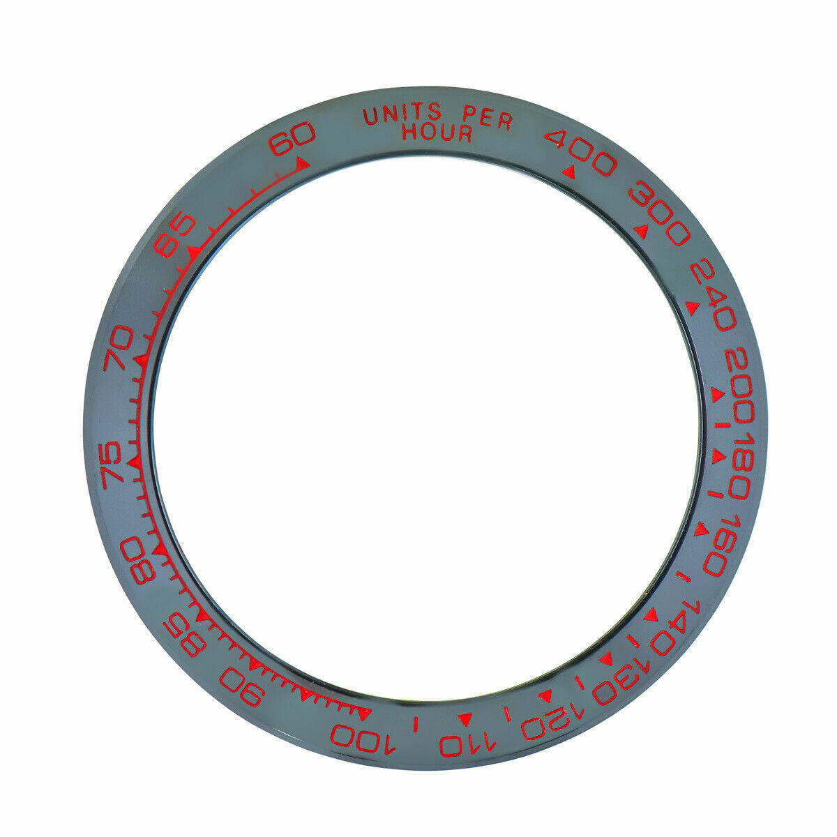 REPLACEMENT BLACK CERAMIC BEZEL WITH RED NUMBERS 38.50MM X 30.40MM