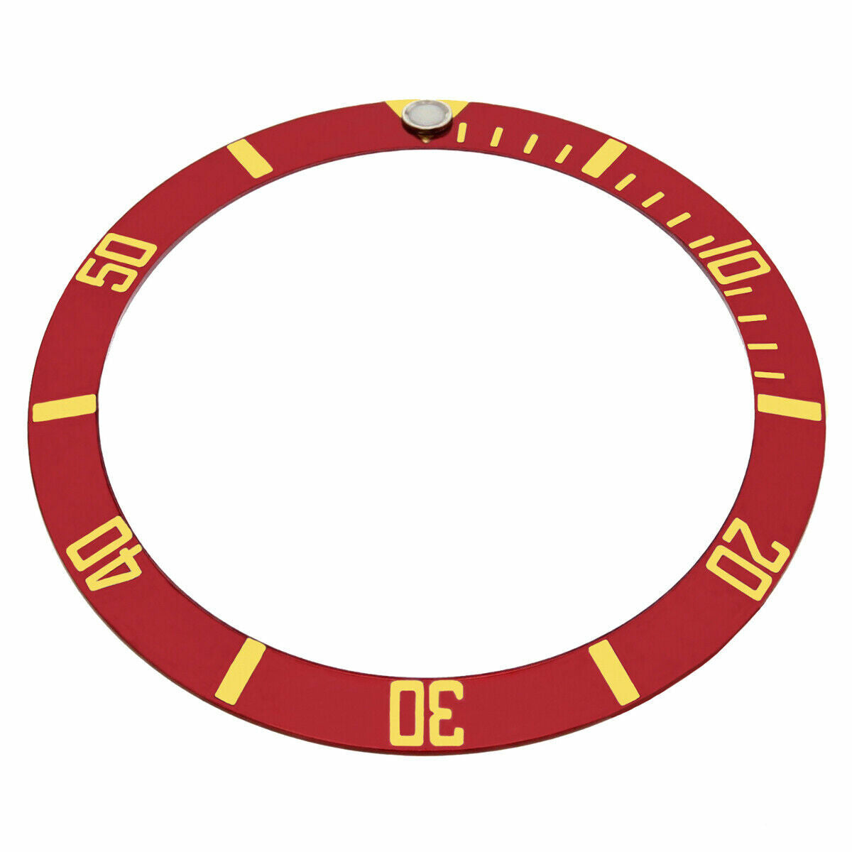 REPLACEMENT BEZEL INSERT FOR WATCH RED WITH GOLD FONT 37.60MM X 30.70MM