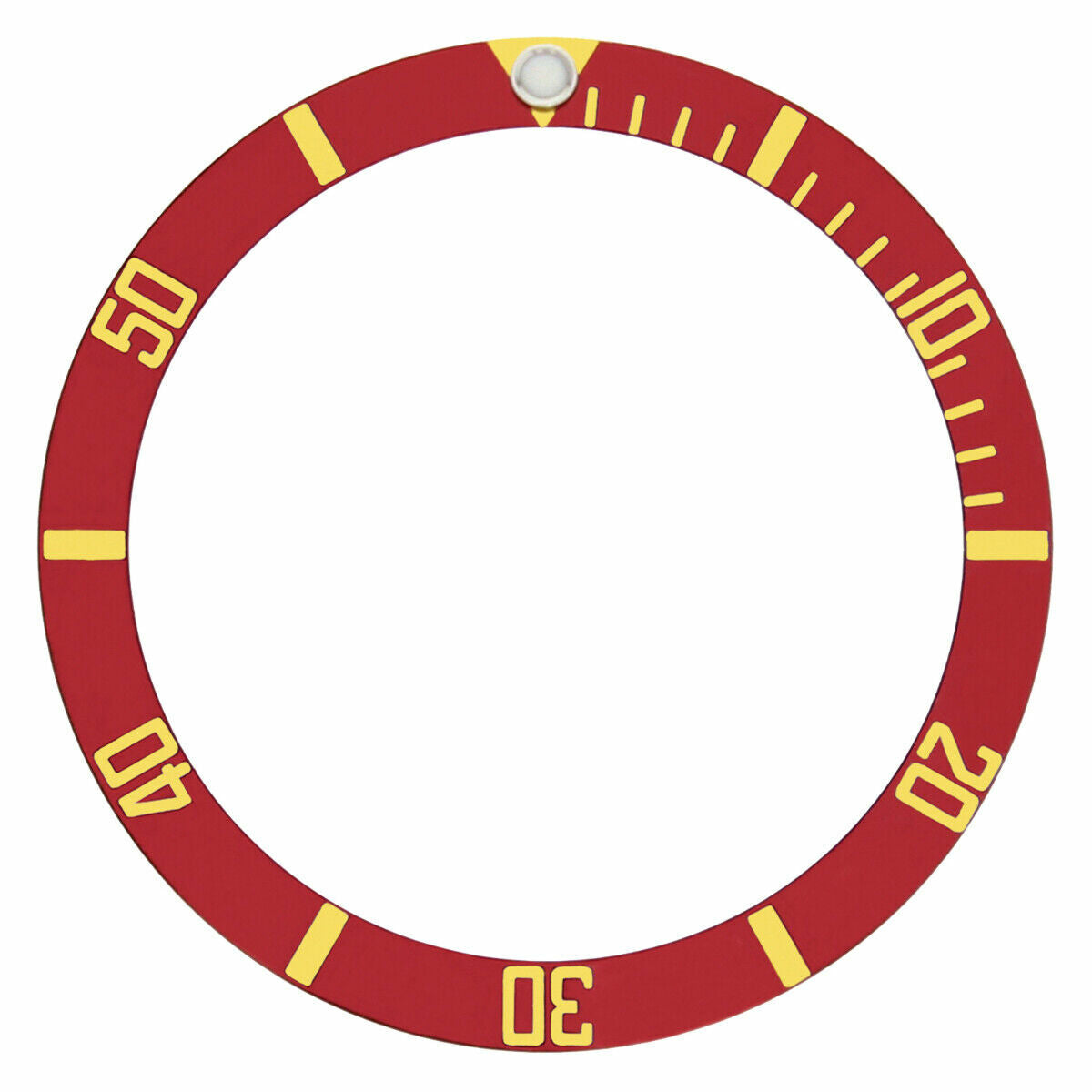 REPLACEMENT BEZEL INSERT FOR WATCH RED WITH GOLD FONT 37.60MM X 30.70MM