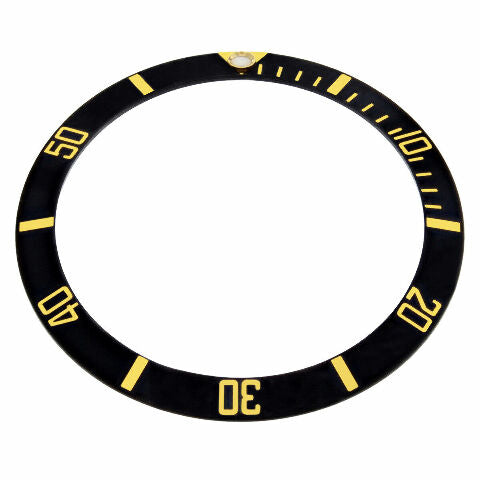 REPLACEMENT BLACK INSERT WITH GOLD FONT FOR WATCH 36.50MM X 30.40MM