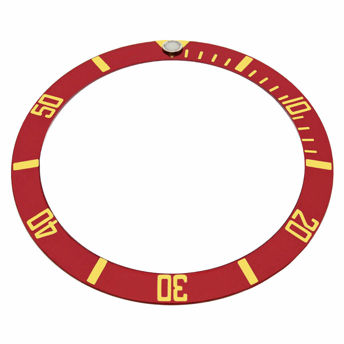 REPLACEMENT BEZEL INSERT RED WITH GOLD FONT FOR WATCH 36.50MM X 30.40MM