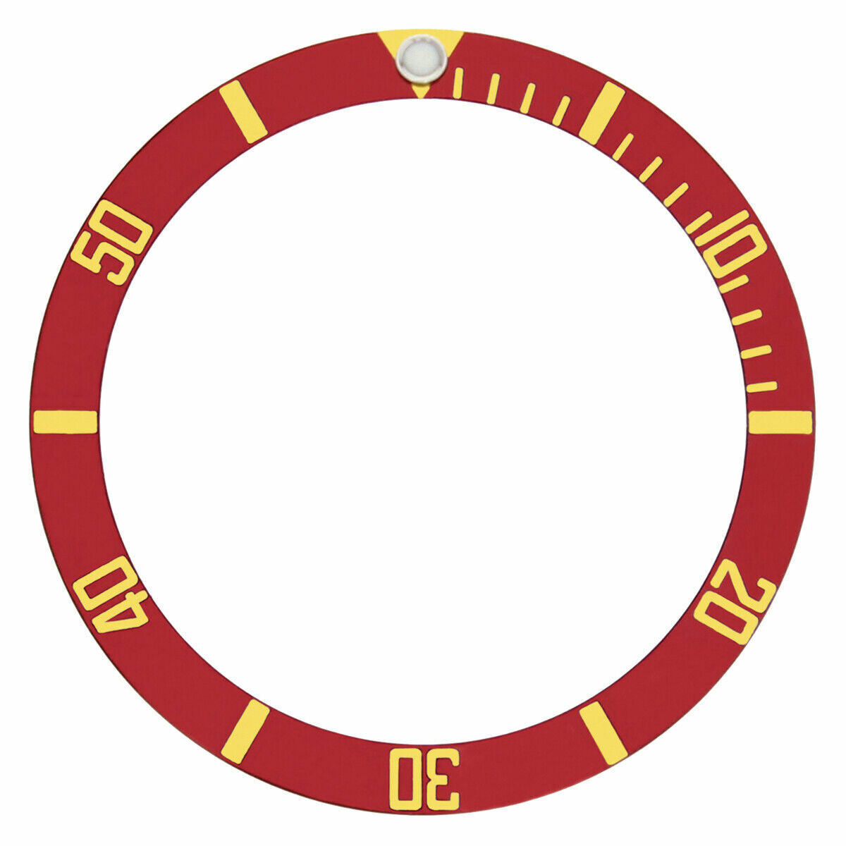 REPLACEMENT BEZEL INSERT RED WITH GOLD FONT FOR WATCH 36.50MM X 30.40MM