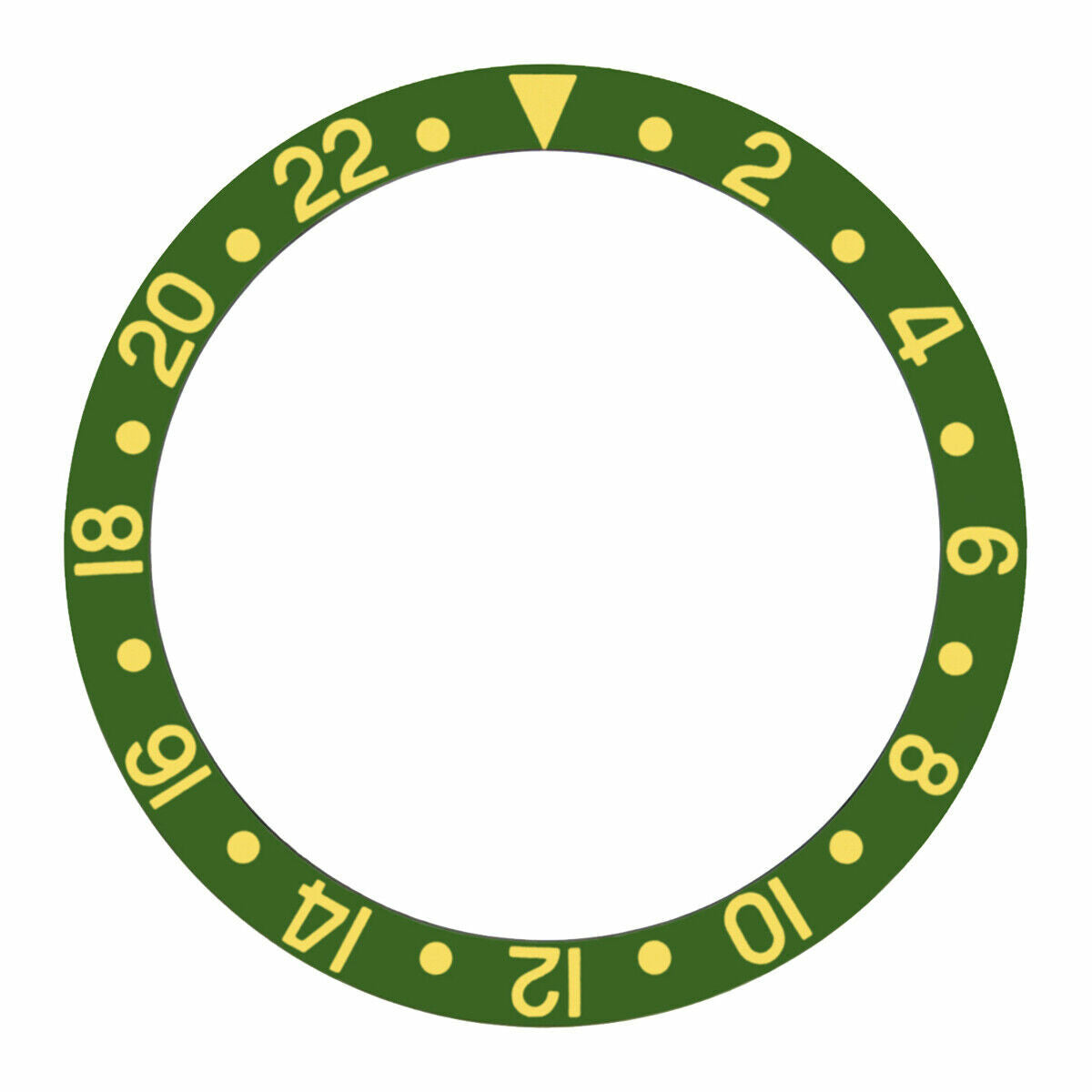 REPLACEMENT BEZEL INSERT GREEN WITH GOLD FONT FOR WATCH 37.70MM X 30.70MM