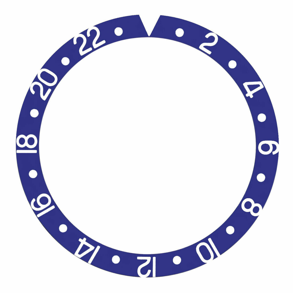 REPLACEMENT BEZEL INSERT BLUE WITH SILVER FONT FOR WATCH 37.80MM X 30.20MM