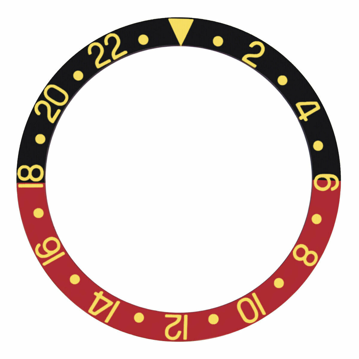 REPLACEMENT BEZEL INSERT RED/BLACK WITH GOLD FONT FOR WATCH 37.80MM X 30.20MM