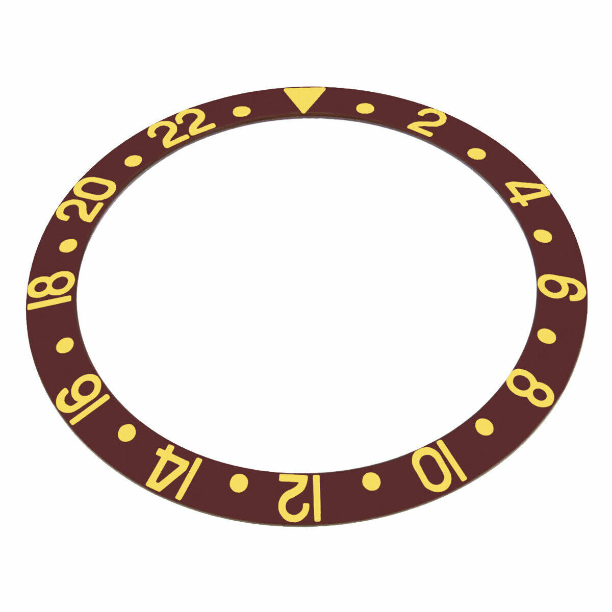 REPLACEMENT BEZEL INSERT BROWN WITH GOLD FONT FOR WATCH 37.80MM X 30.20MM