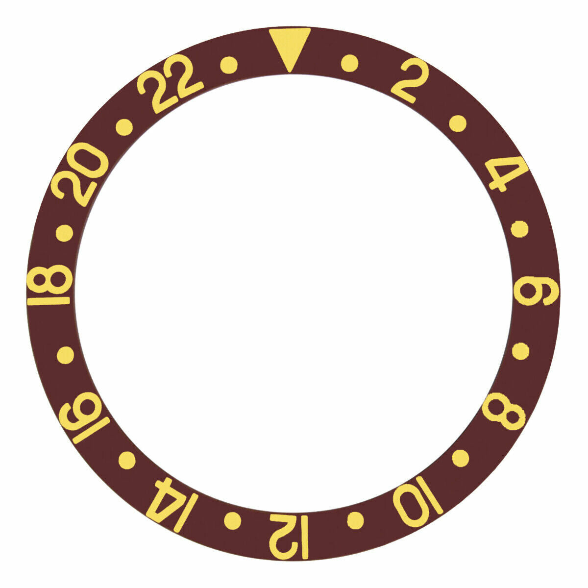 REPLACEMENT BEZEL INSERT BROWN WITH GOLD FONT FOR WATCH 37.80MM X 30.20MM