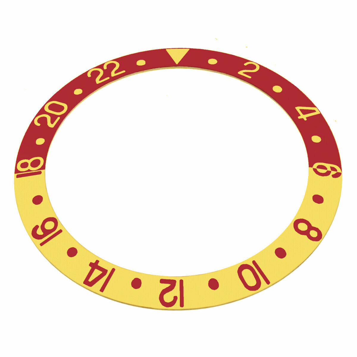 REPLACEMENT BEZEL INSERT RED GOLD FONT FOR WATCH 37.80MM X 30.20MM ALUMINUM