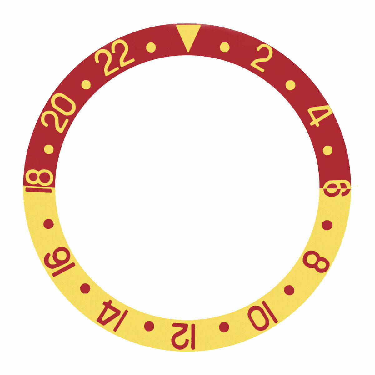 REPLACEMENT BEZEL INSERT RED GOLD FONT FOR WATCH 37.80MM X 30.20MM ALUMINUM