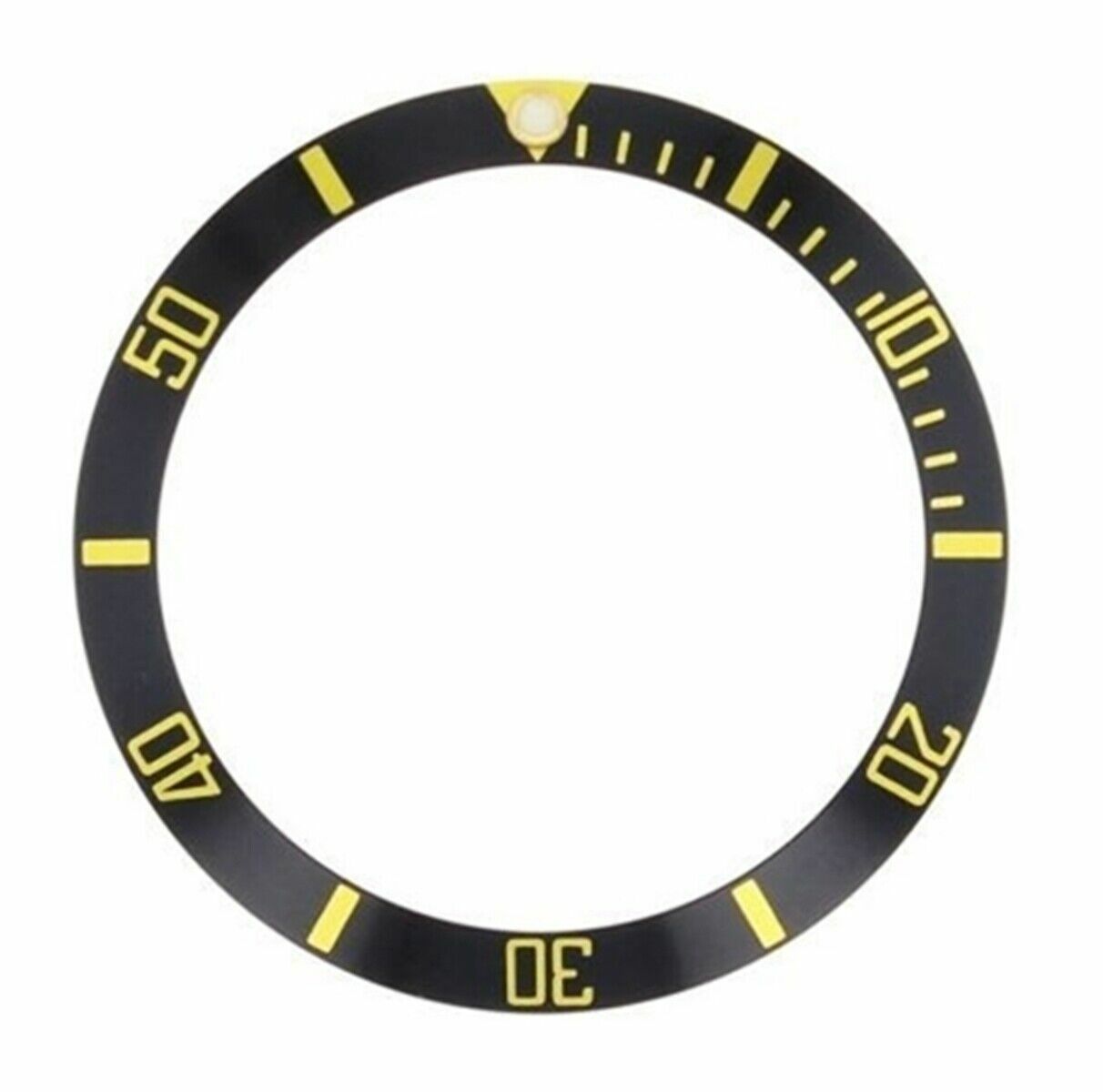 REPLACEMENT BEZEL INSERT BLACK WITH GOLD FONT FOR WATCH 36.90MM X 30.80MM