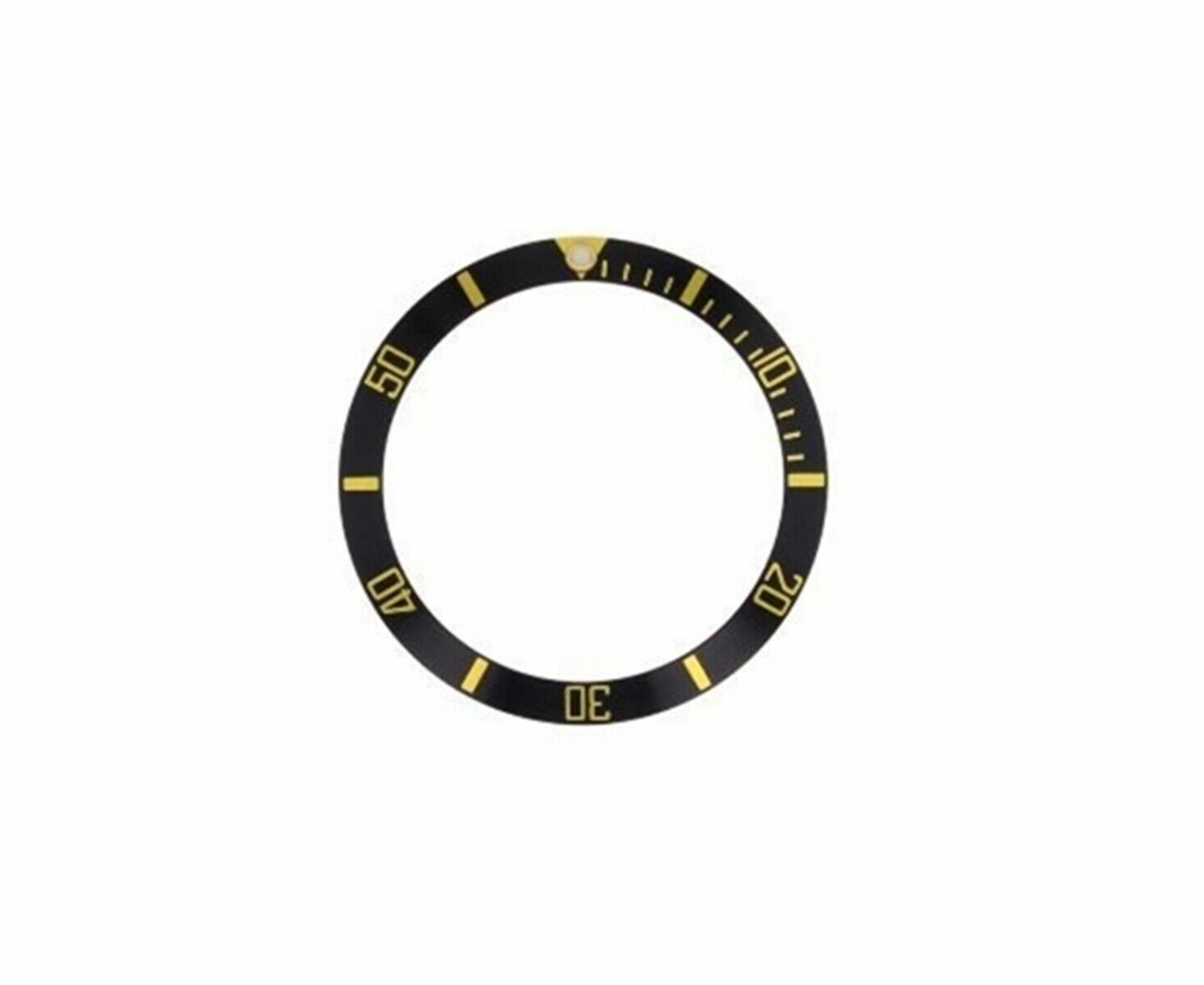 REPLACEMENT BEZEL INSERT BLACK WITH GOLD FONT FOR WATCH 36.90MM X 30.80MM