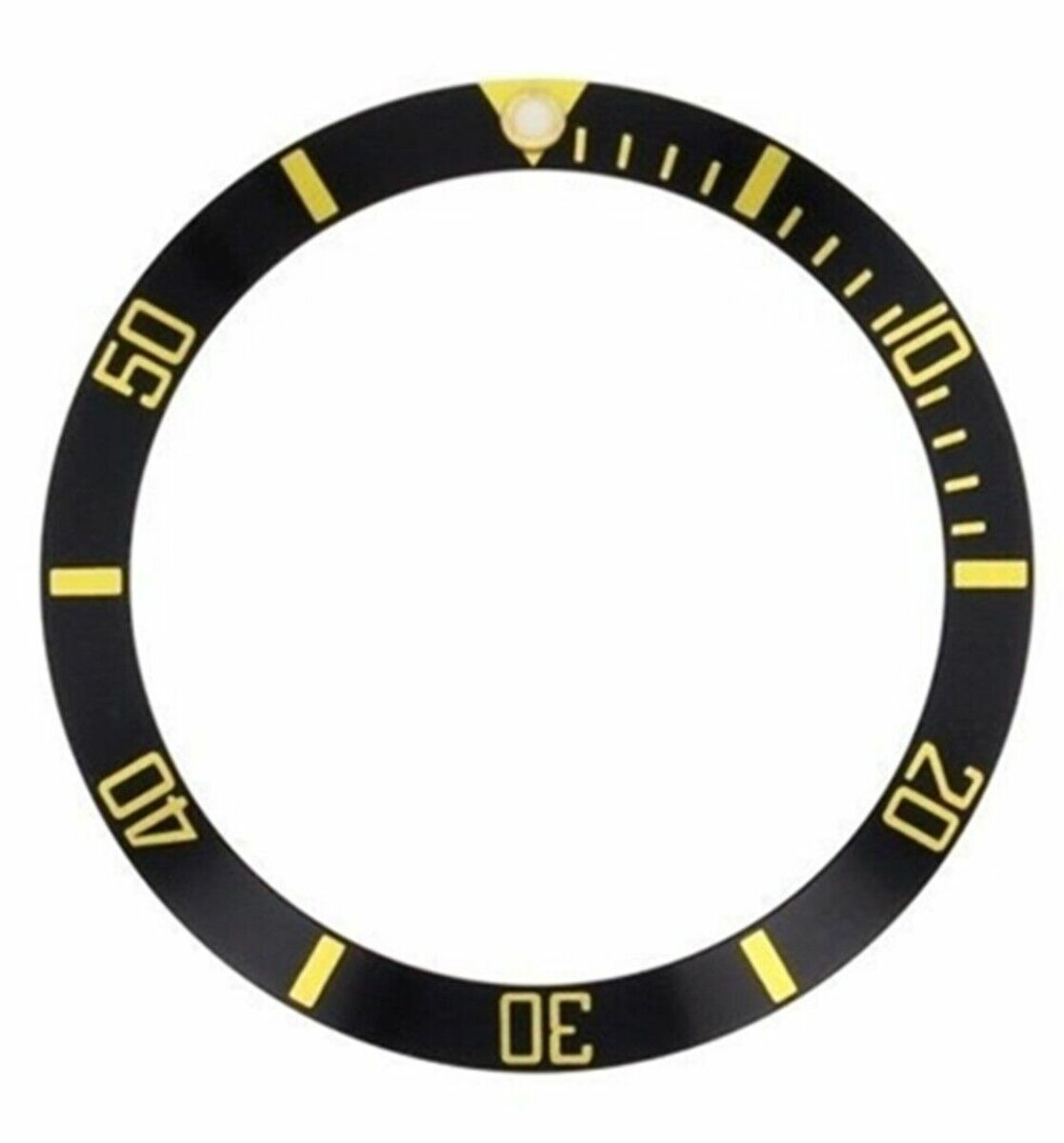 REPLACEMENT BEZEL INSERT BLACK WITH GOLD FONT FOR WATCH 36.90MM X 30.80MM