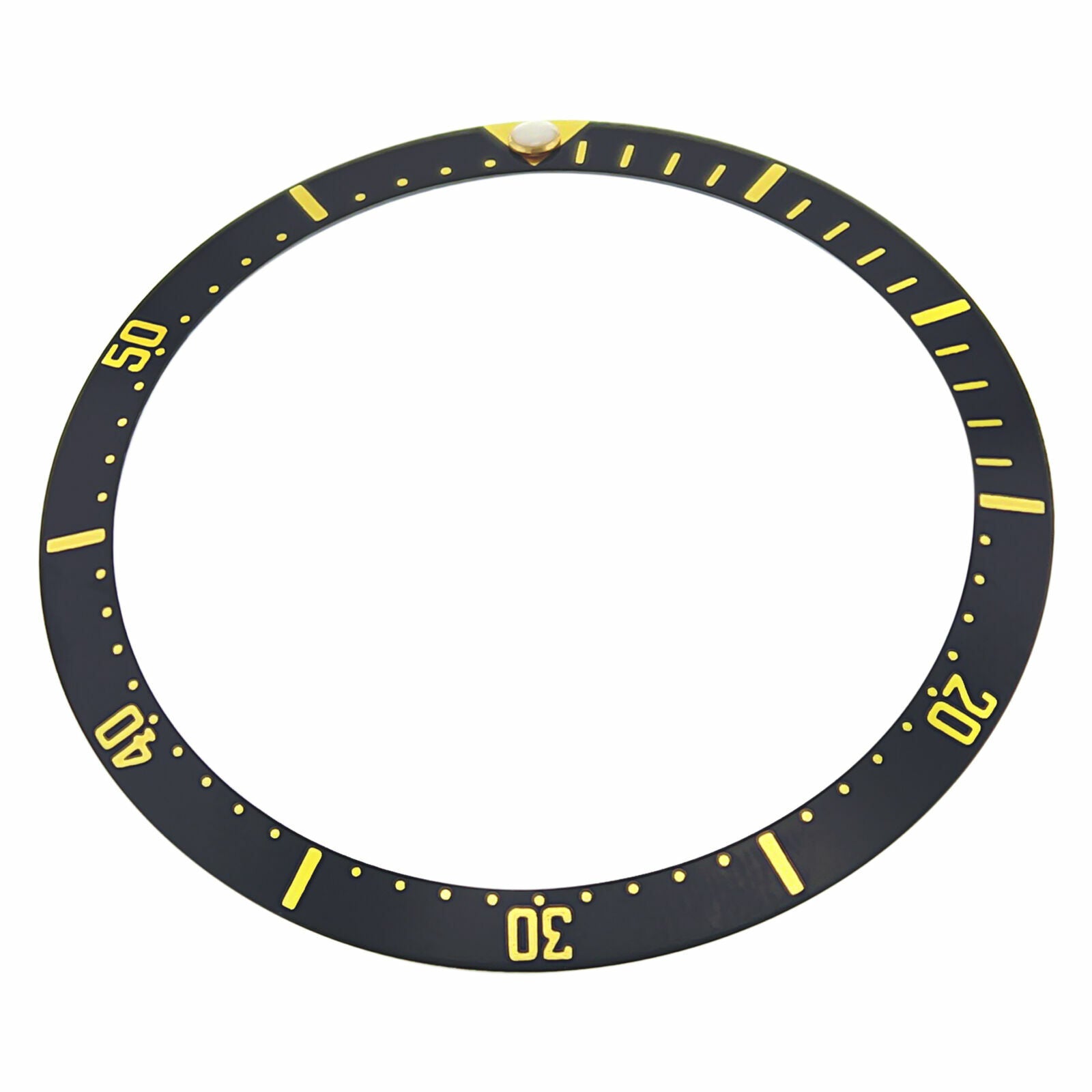 REPLACEMENT BEZEL INSERT BLACK WITH GOLD FONT FOR WATCH 37MM X 31MM