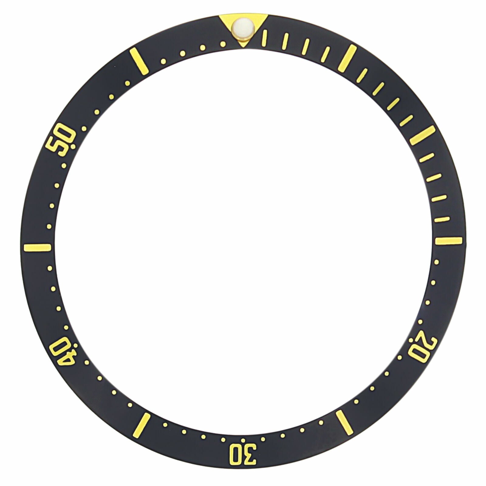 REPLACEMENT BEZEL INSERT BLACK WITH GOLD FONT FOR WATCH 37MM X 31MM