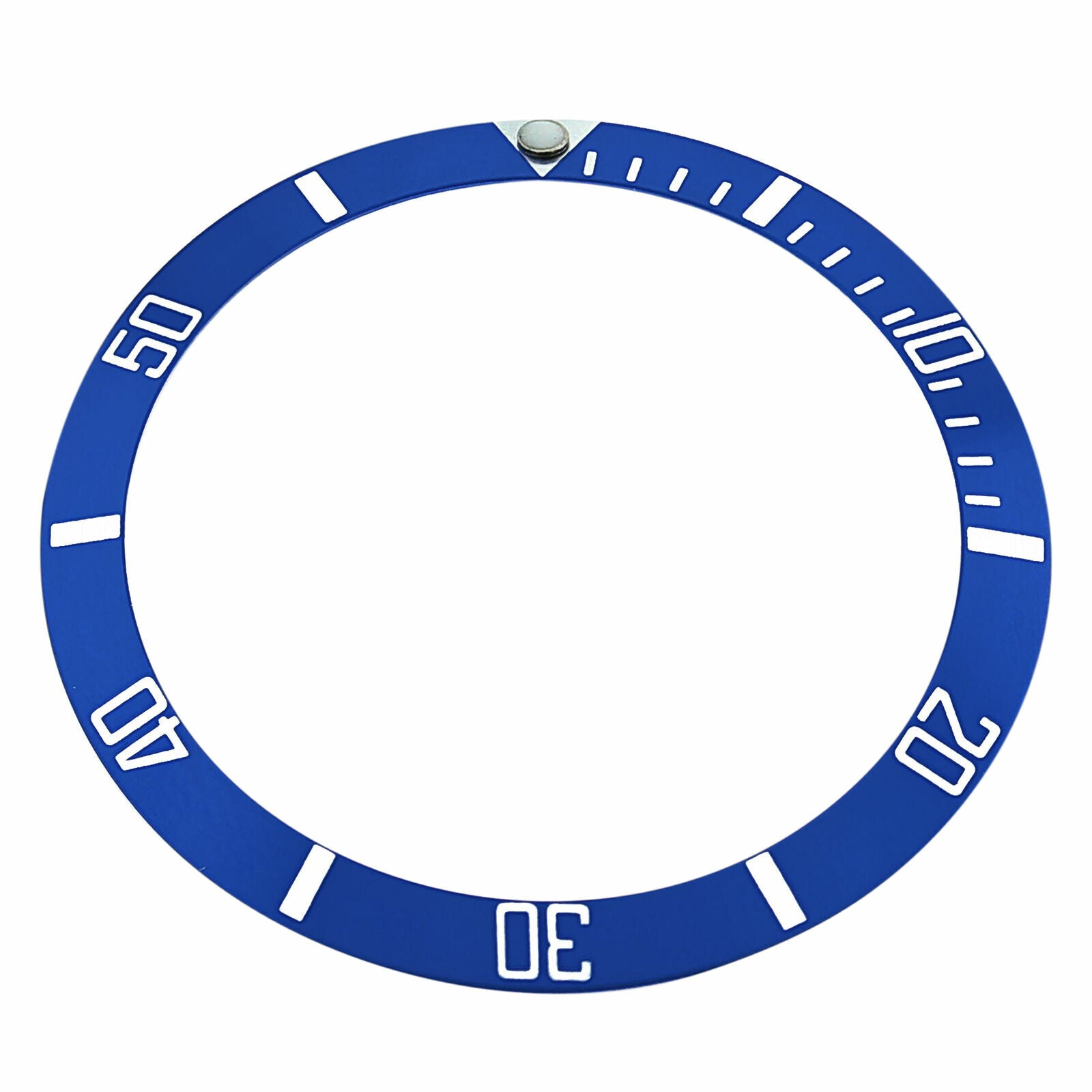 REPLACEMENT BEZEL INSERT SILVER FONTS BLUE FOR WATCH 36.50MM X 30.50MM