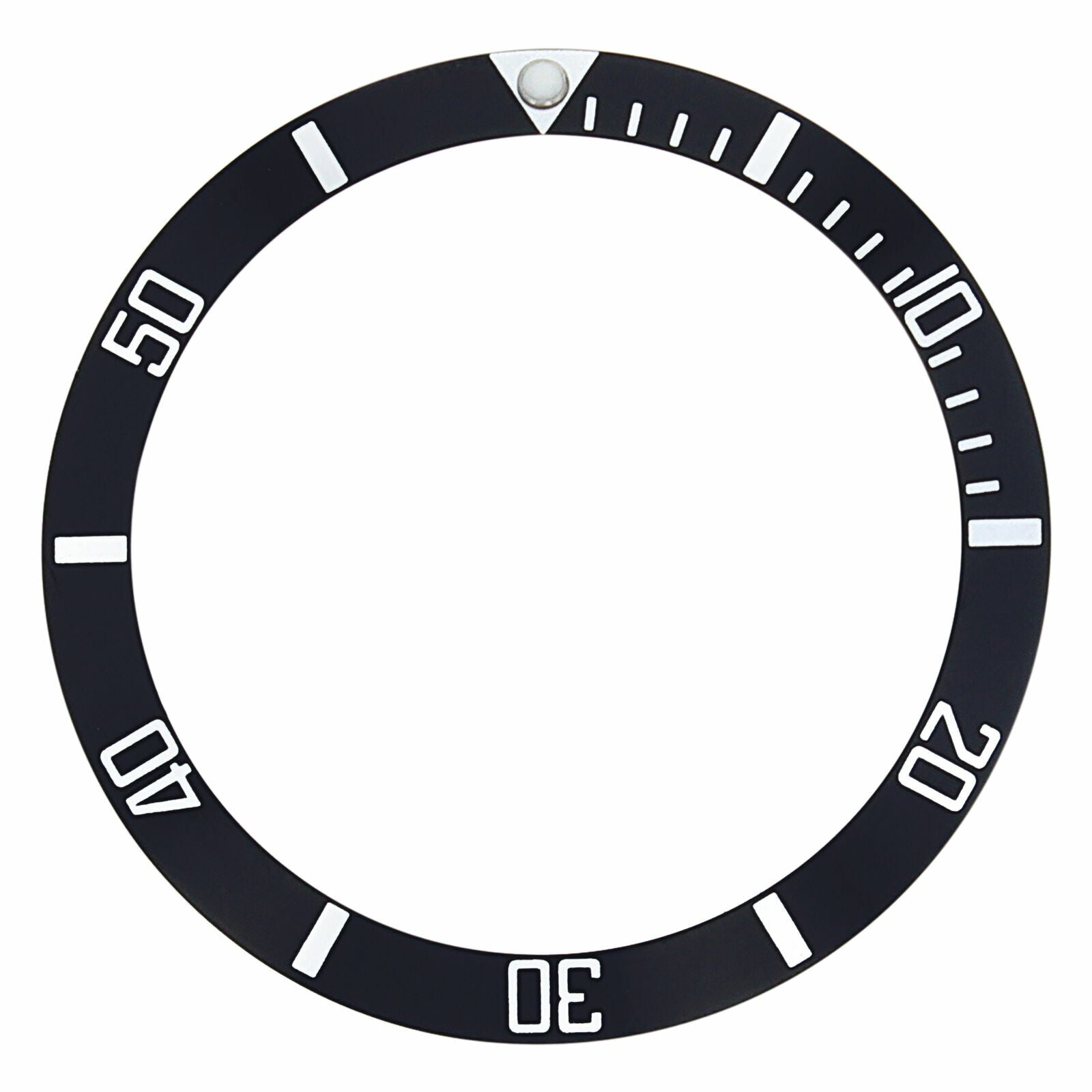 REPLACEMENT BEZEL INSERT BLACK FOR WATCH 37MM X 30MM SILVER FONTS