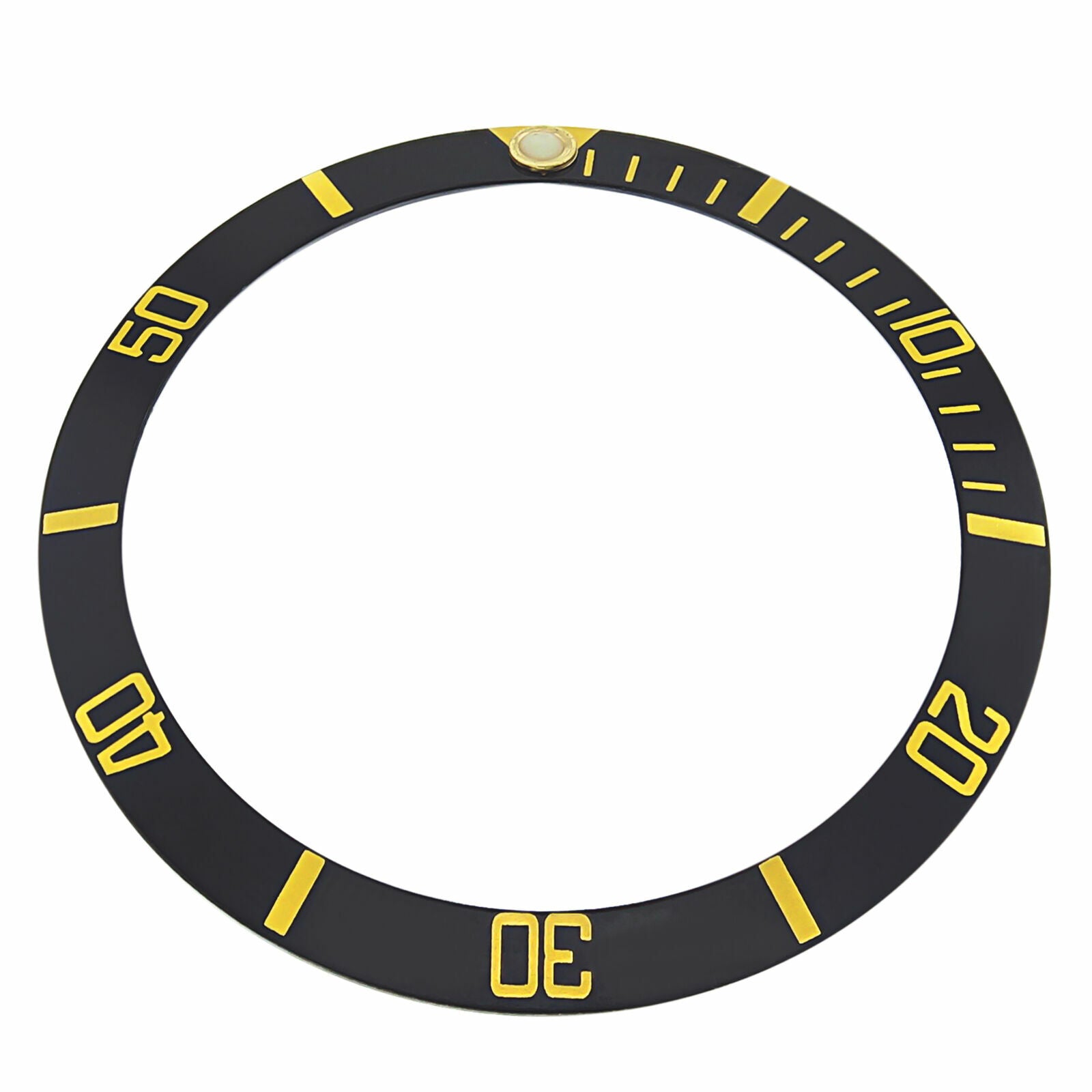 REPLACEMENT BEZEL INSERT BLACK WITH GOLD FONT FOR WATCH 33.40MM X 28MM