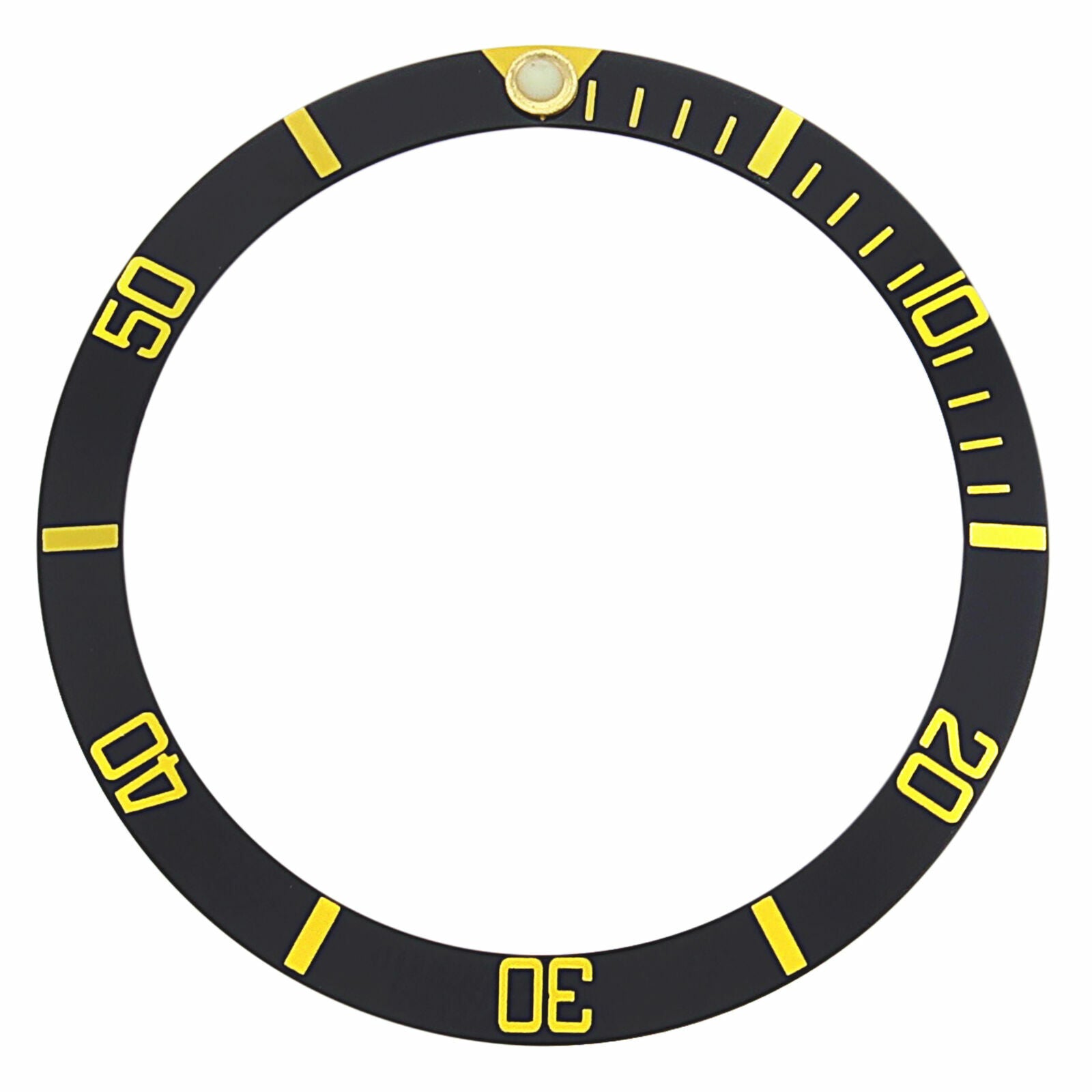 REPLACEMENT BEZEL INSERT BLACK WITH GOLD FONT FOR WATCH 33.40MM X 28MM