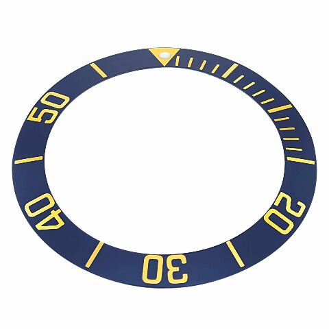 REPLACEMENT BEZEL INSERT BLUE W/GOLD NUMBERS FOR WATCH 38.90MM X 30.10MM