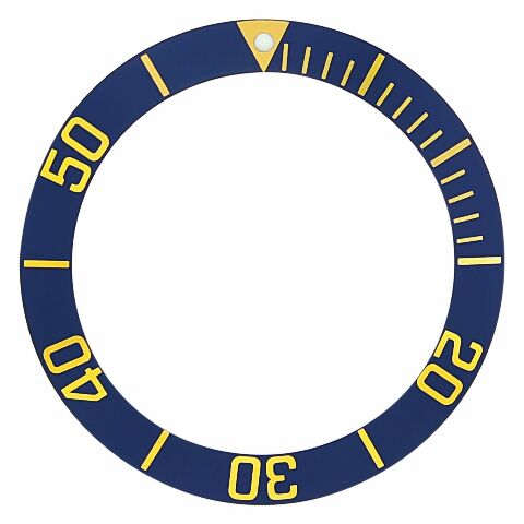 REPLACEMENT BEZEL INSERT BLUE W/GOLD NUMBERS FOR WATCH 38.90MM X 30.10MM