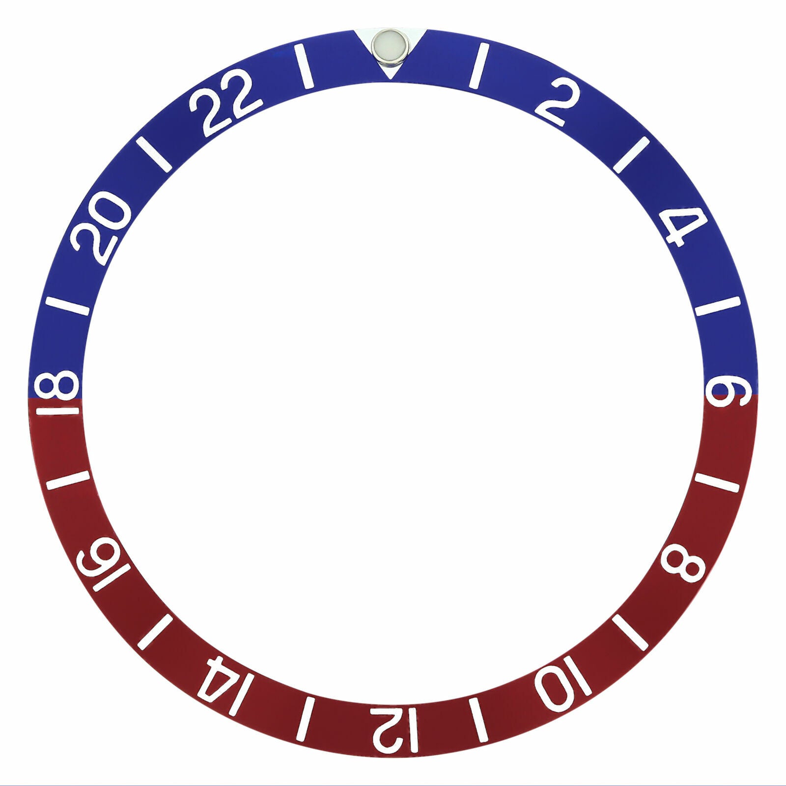 REPLACEMENT BEZEL INSERT BLUE/RED WITH PEARL FOR WATCH 37.70MM X 31.80MM