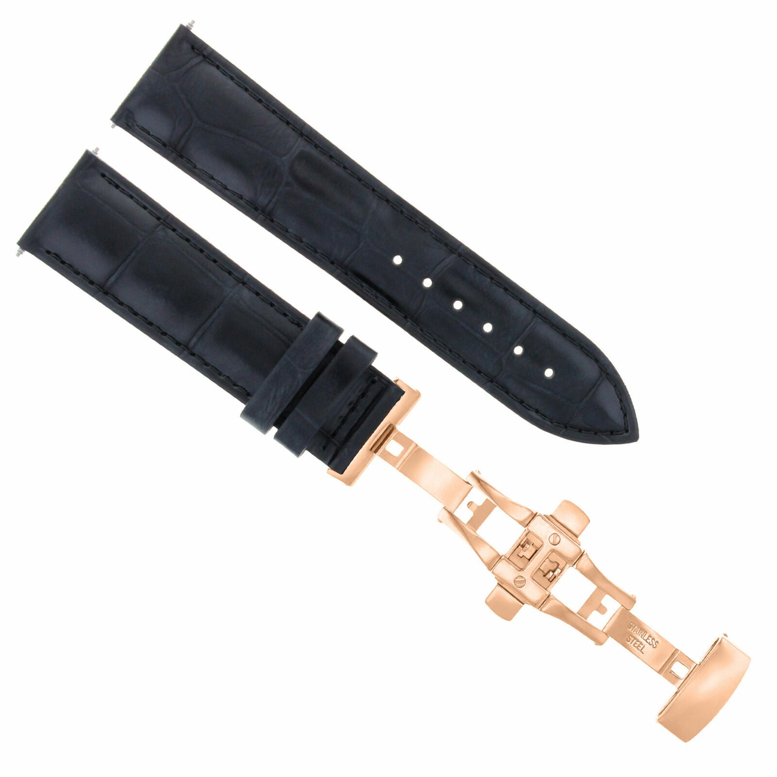 17-18-19-20-21-22-23-24MM LEATHER WATCH BAND STRAP FOR CITIZEN CLASP ROSE BLACK