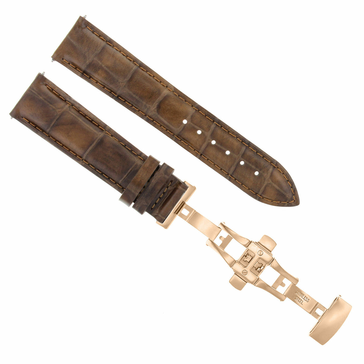 17-18-19-20-21-22-23-24MM LEATHER WATCH BAND STRAP FOR WRIST WATCH ROSE BLACK, Light Brown, view 3