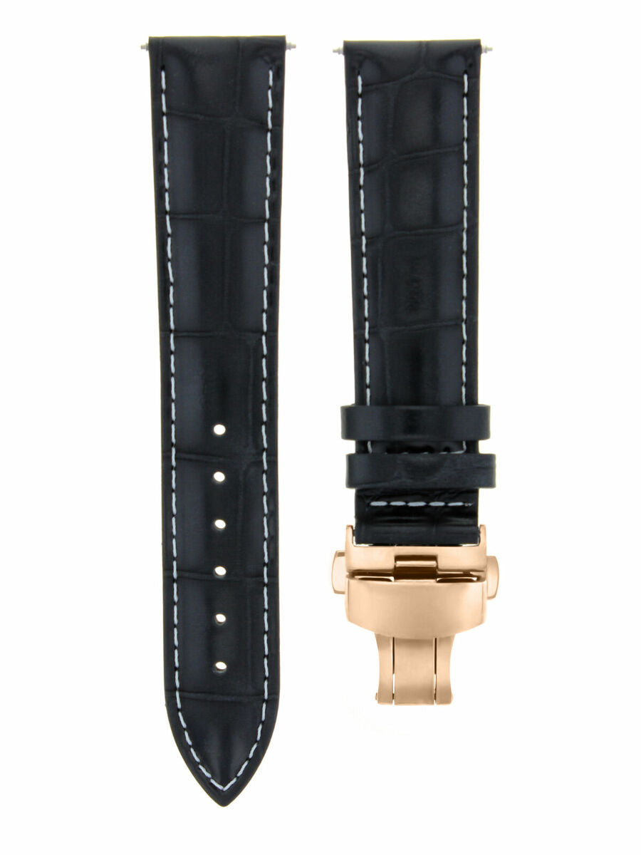 LEATHER WATCH BAND STRAP FOR CITIZEN CLASP ROSE BLACK - 17MM