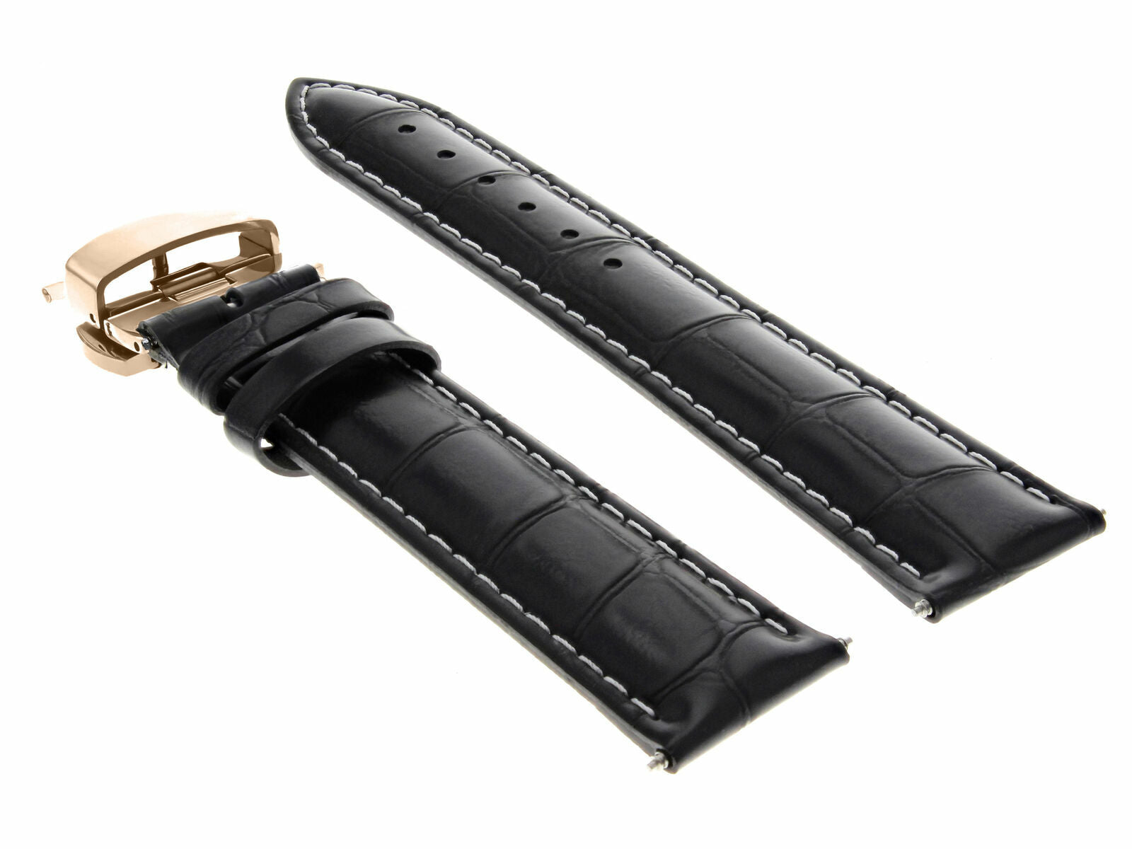 LEATHER WATCH BAND STRAP FOR CITIZEN CLASP ROSE BLACK - 17MM