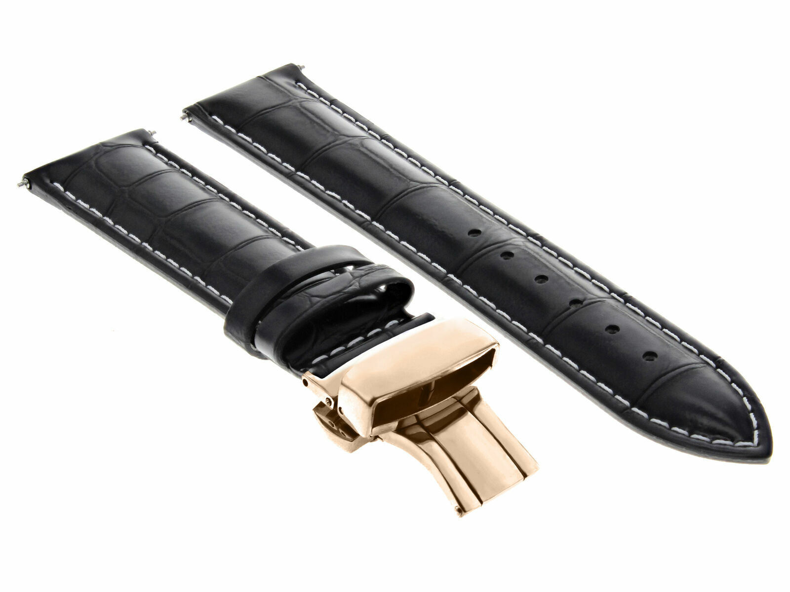 LEATHER WATCH BAND STRAP FOR CITIZEN CLASP ROSE BLACK - 17MM