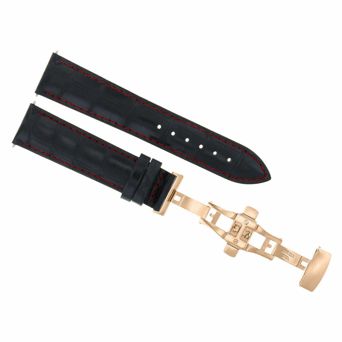 17-18-19-20-21-22-23-24MM LEATHER WATCH BAND STRAP FOR CITIZEN CLASP ROSE BLACK