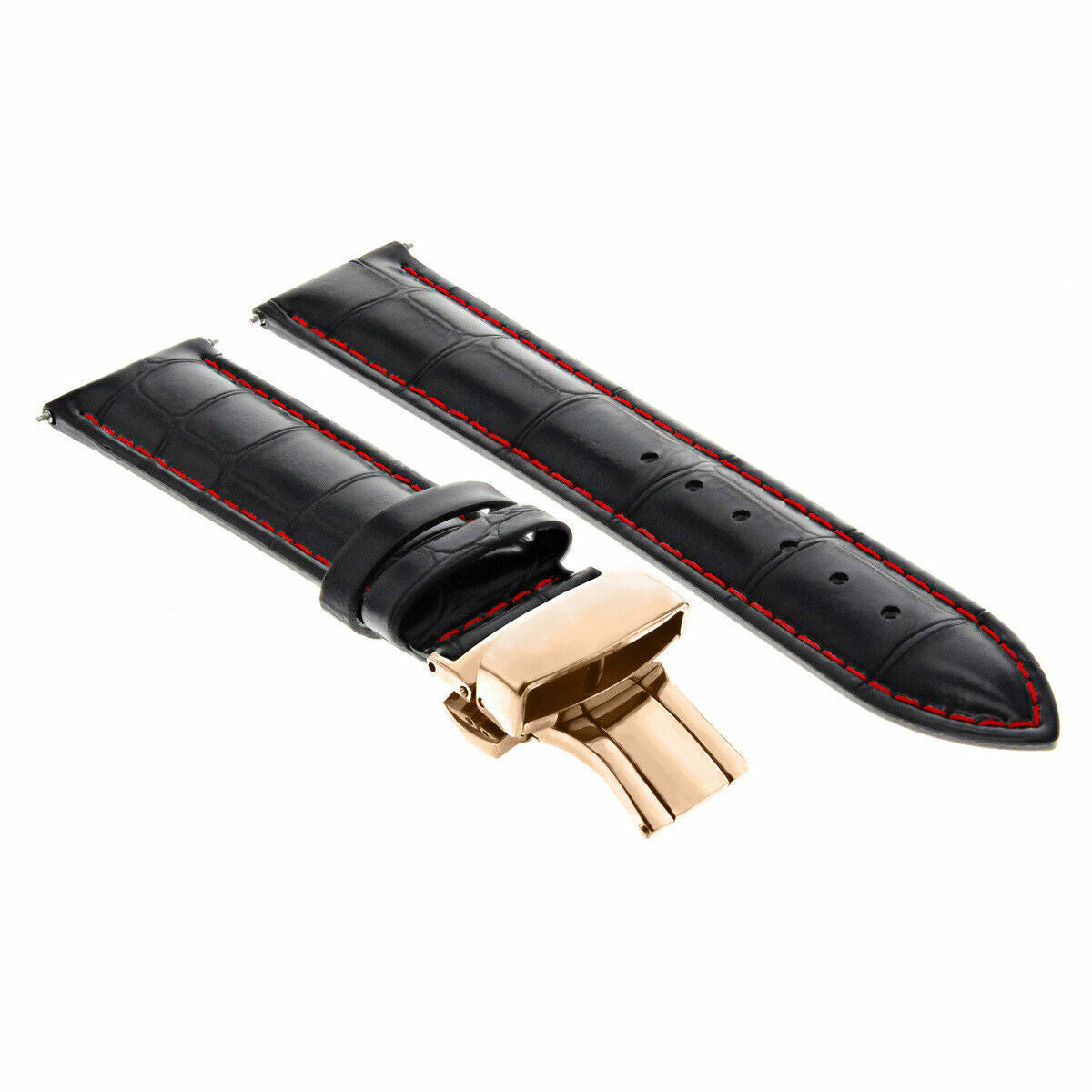 17-18-19-20-21-22-23-24MM LEATHER WATCH BAND STRAP FOR CITIZEN CLASP ROSE BLACK