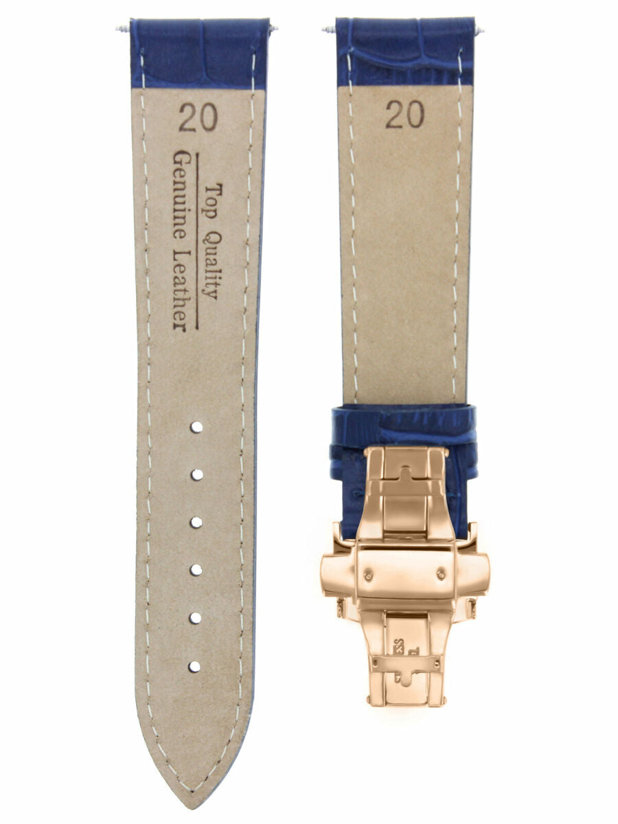 LEATHER WATCH BAND STRAP FOR CITIZEN CLASP ROSE BLACK - 17MM