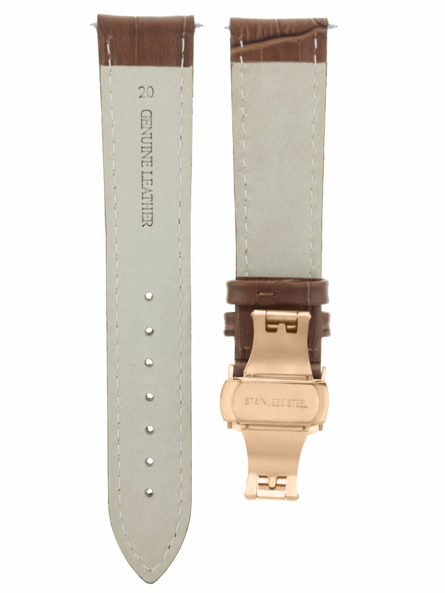 LEATHER WATCH BAND STRAP FOR CITIZEN CLASP ROSE BLACK - 17MM