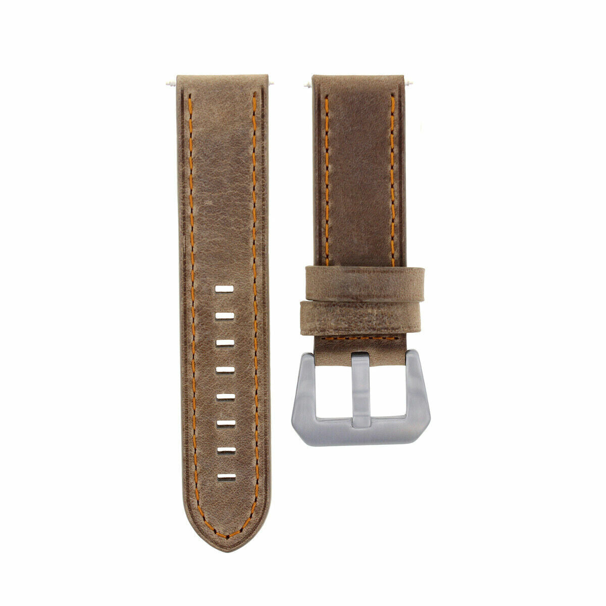 20-22-24MM LEATHER WATCH BAND STRAP FOR BREITLING CHRONOMAT BENTLEY COLT WATCH, Sand with Orange Stitching, view 2