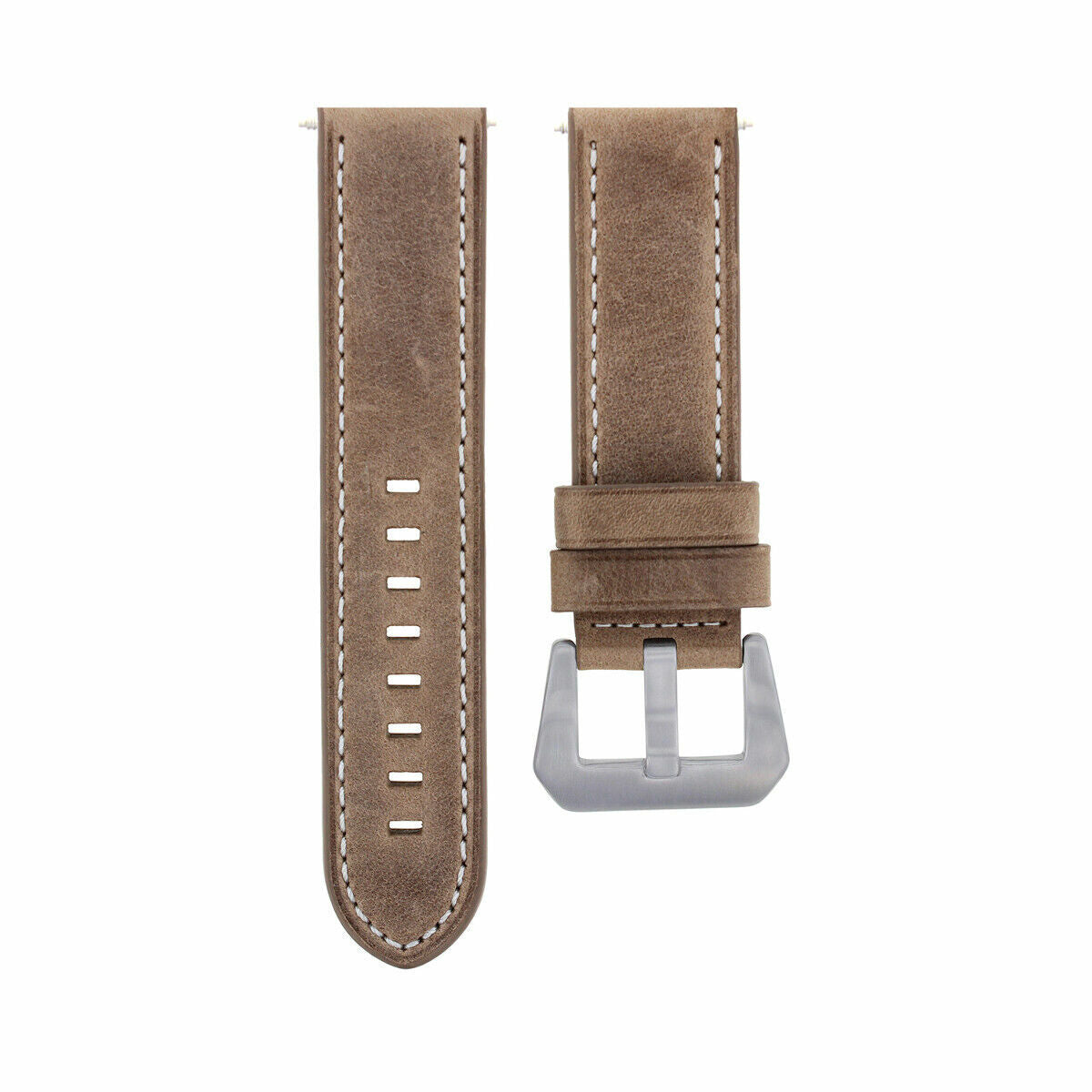 20-22-24MM LEATHER WATCH BAND STRAP FOR BREITLING CHRONOMAT BENTLEY COLT WATCH, Sand with White Stitching, view 2