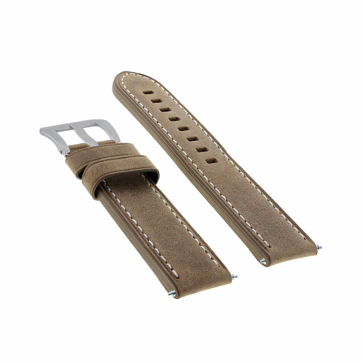 20-22-24MM LEATHER WATCH BAND STRAP FOR BREITLING CHRONOMAT BENTLEY COLT WATCH, Sand with White Stitching, view 4
