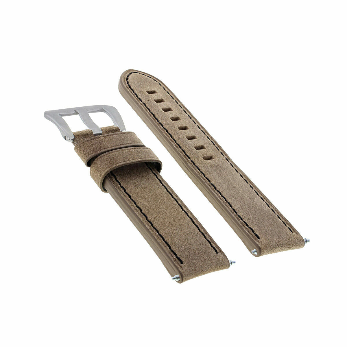 20-22-24MM LEATHER WATCH BAND STRAP FOR BREITLING CHRONOMAT BENTLEY COLT WATCH, Sand with Black Stitching, view 4
