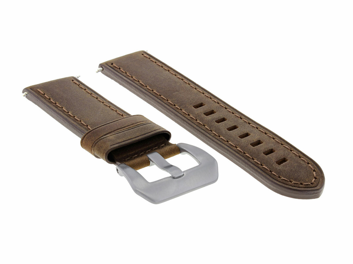 20-22-24MM LEATHER WATCH BAND STRAP FOR BREITLING CHRONOMAT BENTLEY COLT WATCH, Brown, front view