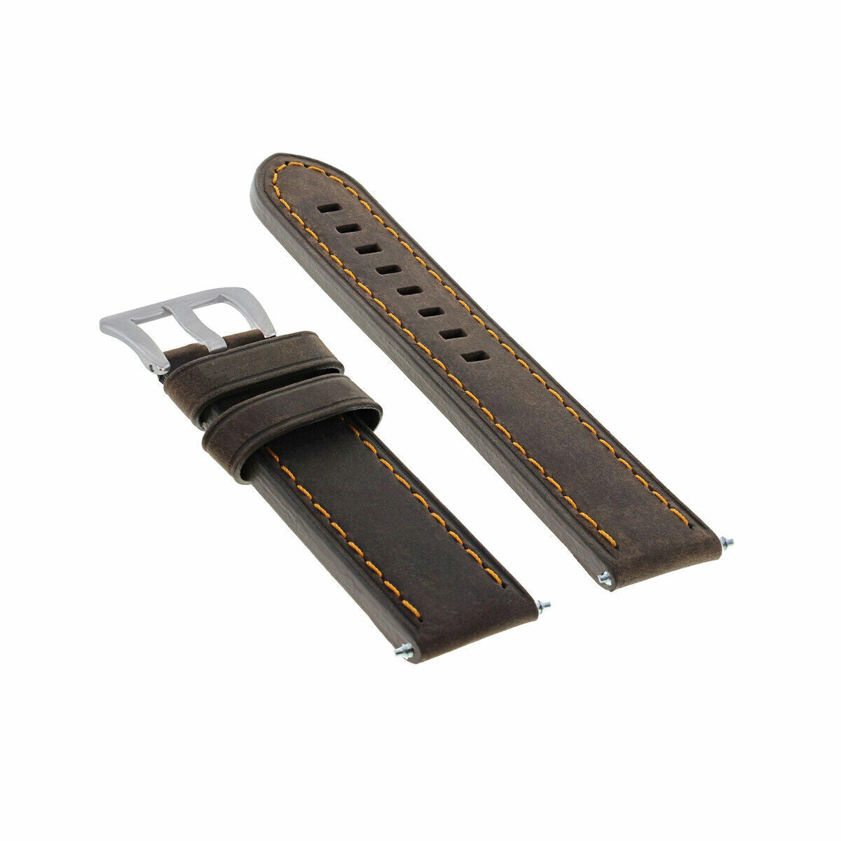20-22-24MM LEATHER WATCH BAND STRAP FOR BREITLING CHRONOMAT BENTLEY COLT WATCH, Dark Brown Orange Stitching, view 4