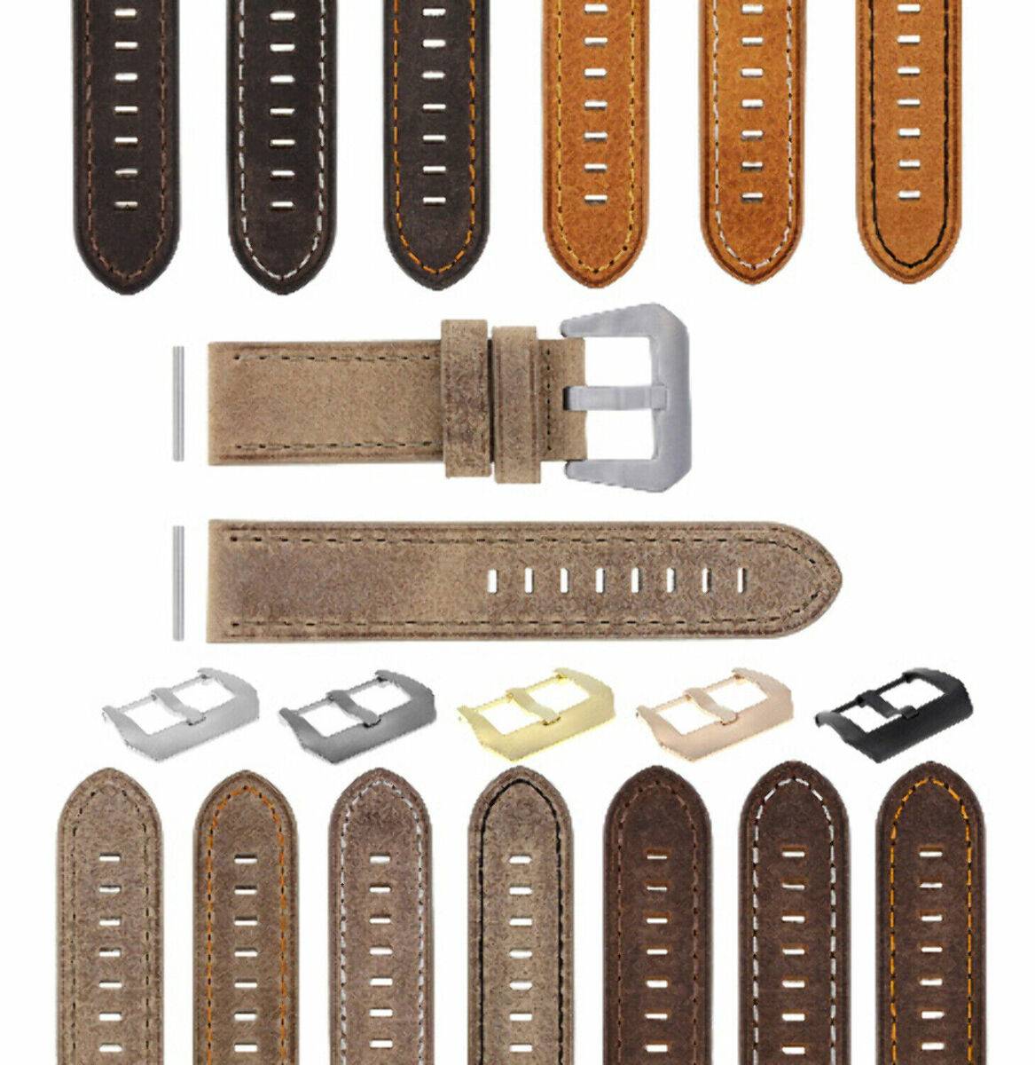 22-24MM PREMIUM PAM LEATHER WATCH STRAP BAND FOR 40- 44MM PANERAI GMT WATCH, Sand