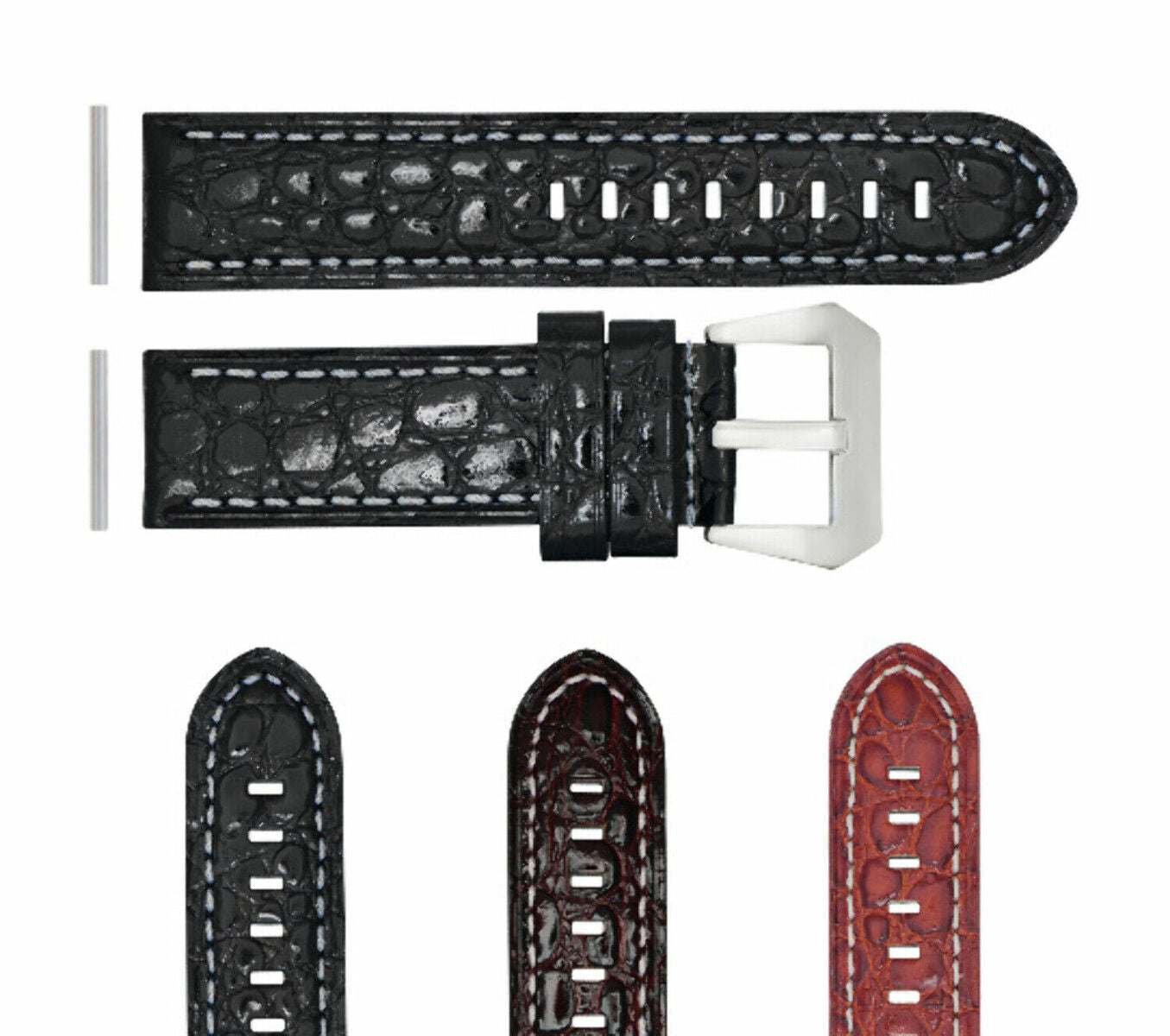 BIG 24MM PAM LEATHER WATCH BAND STRAP FOR 44MM PANERAI MARINA LUMINOR GMT WATCH