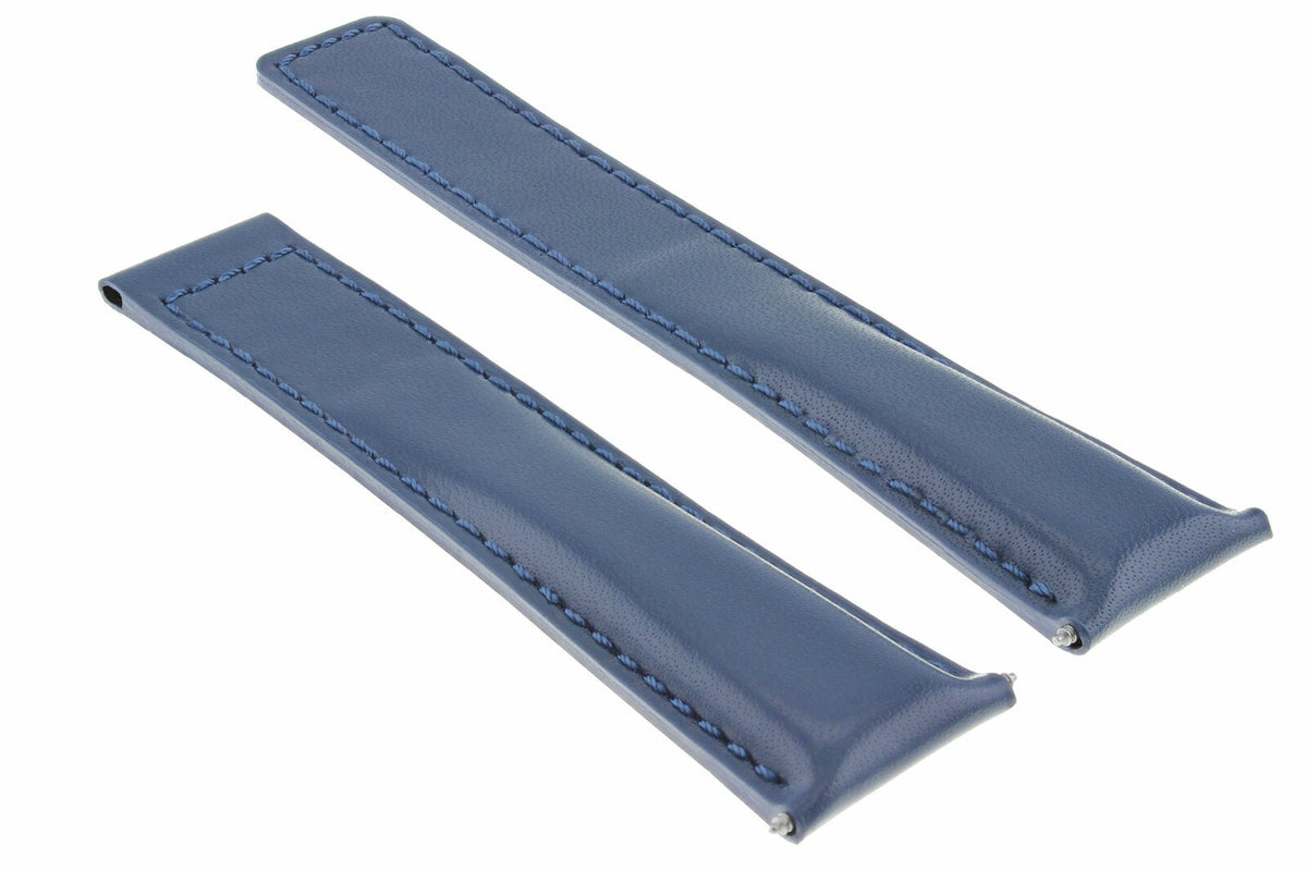 19-20-22MM Leather Watch Band Strap Universal Deployment Clasp Two-piece Strap