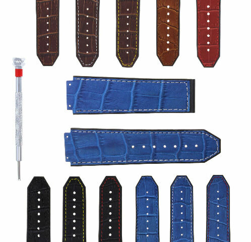 24MM ALLIGATOR LEATHER RUBBER WATCH BAND STRAP WITH DRIVER FOR HUBLOT BIG BANG
