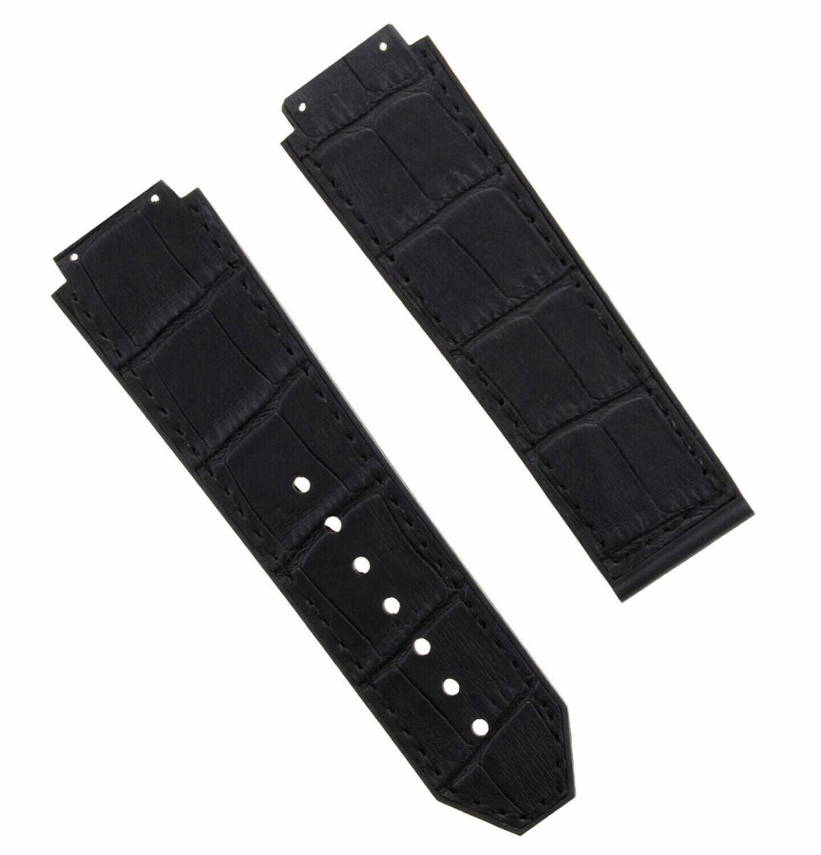 24MM ALLIGATOR LEATHER RUBBER BAND STRAP FOR HUBLOT BIG BANG 4 BK SCREW S/DRIVER